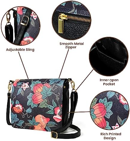 ADYAN Handmade Black Leather Crossbody Bag Vegetable Tanned Leather Crossbody Purse for Women