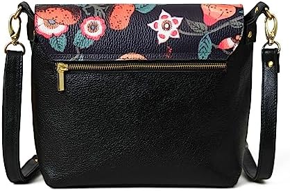 ADYAN Handmade Black Leather Crossbody Bag Vegetable Tanned Leather Crossbody Purse for Women