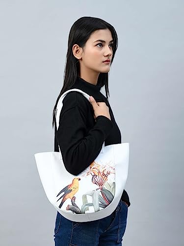 ADYAN Handmade Soft Leather Tote Bag for Women with Purse Shoulder Bags for Work Shopping and Travel (White)