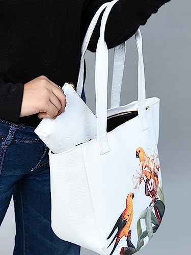 ADYAN Handmade Soft Leather Tote Bag for Women with Purse Shoulder Bags for Work Shopping and Travel (White)