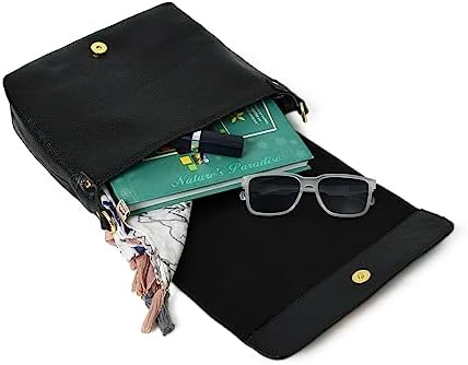 ADYAN Leather Crossbody Bag for Women’s – Leather Vegetable Tanned Crossbody Handbag with Brass Zipper Closure Purses for Women (Black & Multicolored
