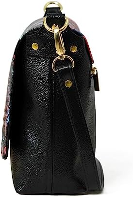 ADYAN Leather Crossbody Bag for Women’s – Leather Vegetable Tanned Crossbody Handbag with Brass Zipper Closure Purses for Women (Black & Multicolored