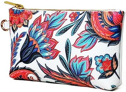 ADYAN Handmade Full Grain Soft Leather Floral Printed Shoulder Tote Bag for Women (White)