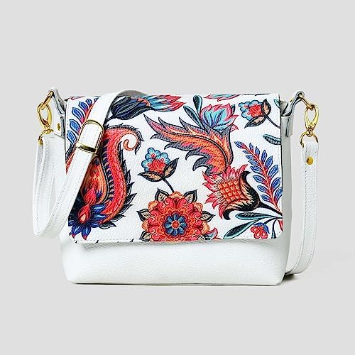 ADYAN Women's Handmade White Crossbody Shoulder handbags with Strap Vegetable Tanned Crossbody Bag Leather