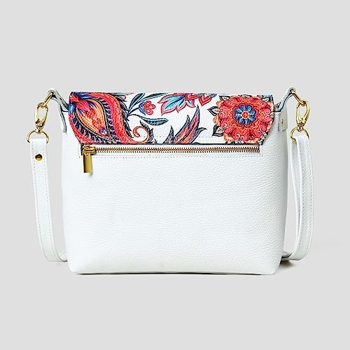 ADYAN Women's Handmade White Crossbody Shoulder handbags with Strap Vegetable Tanned Crossbody Bag Leather
