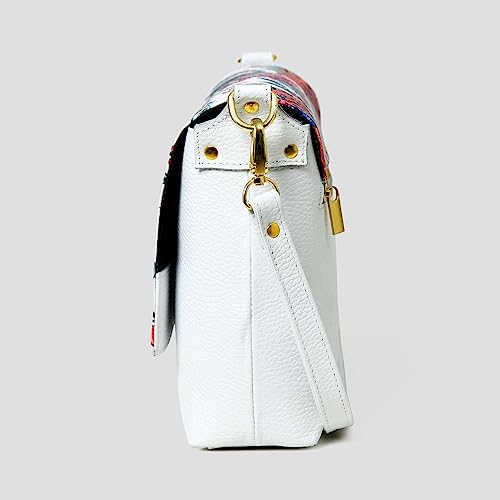 ADYAN Women's Handmade White Crossbody Shoulder handbags with Strap Vegetable Tanned Crossbody Bag Leather