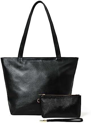 ADYAN Full Grain Buffalo Leather Office Shoulder Bag | Handbag Purse for Women (Black)