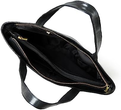 ADYAN Full Grain Buffalo Leather Office Shoulder Bag | Handbag Purse for Women (Black)