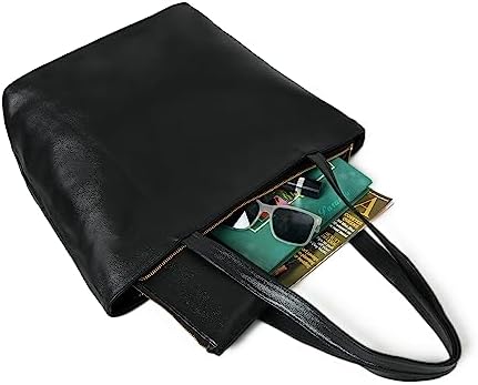 ADYAN Full Grain Buffalo Leather Office Shoulder Bag | Handbag Purse for Women (Black)