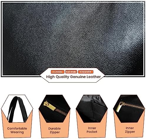 ADYAN Full Grain Buffalo Leather Office Shoulder Bag | Handbag Purse for Women (Black)