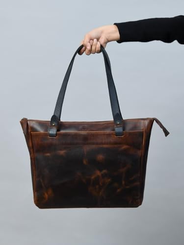ADYAN Full Grain Buffalo Leather Women Shoulder Bag | Handbag Purse (Brown)