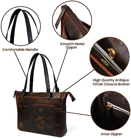 ADYAN Full Grain Buffalo Leather Women Shoulder Bag | Handbag Purse (Brown)