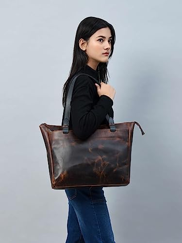 ADYAN Full Grain Buffalo Leather Women Shoulder Bag | Handbag Purse (Brown)