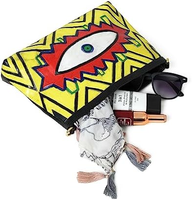 ADYAN Leather Crossbody Bag for Women Handpainted Full Grain Leather Sling Bag For Girls Braided Adjustable & Detachable Strap Pefect Shoulder Bag for Travel College Office & Gift (Black_Yellow)