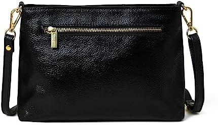 ADYAN Leather Crossbody Bag for Women Handpainted Full Grain Leather Sling Bag For Girls Braided Adjustable & Detachable Strap Pefect Shoulder Bag for Travel College Office & Gift (Black_Yellow)