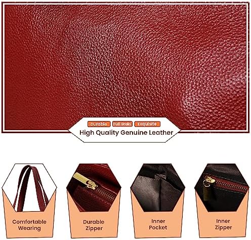 ADYAN Full Grain Buffalo Leather Office Shoulder Bag | Handbag Purse for Women (Maroon)