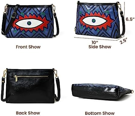 Handpainted Leather Bag Black & Blue