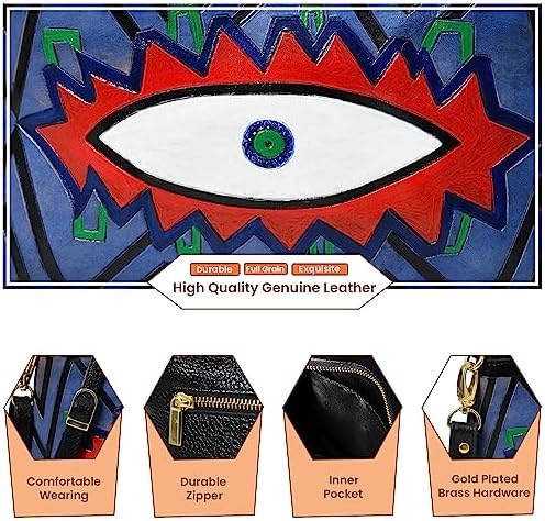 Handpainted Leather Bag Black & Blue