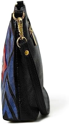 Handpainted Leather Bag Black & Blue