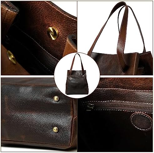 ADYAN Women's Shoulder Bag Full Grain Leather Handbags Vintage Handmade Leather Tote Purse- Brown Leather purses