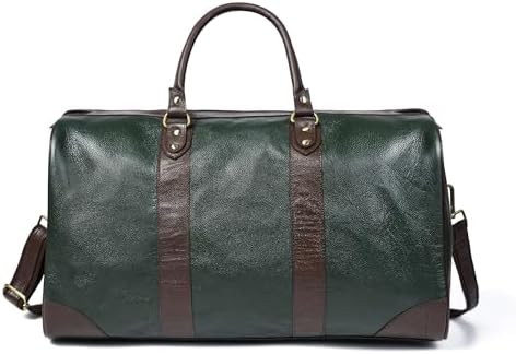 Adyan Leather Duffel Bag 20" Travel Carry on Weekender Luggage Overnight Bags for Women and Men (Green, 20 inch)