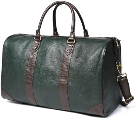Adyan Leather Duffel Bag 20" Travel Carry on Weekender Luggage Overnight Bags for Women and Men (Green, 20 inch)