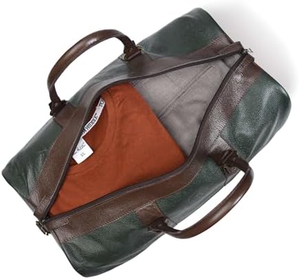 Adyan Leather Duffel Bag 20" Travel Carry on Weekender Luggage Overnight Bags for Women and Men (Green, 20 inch)