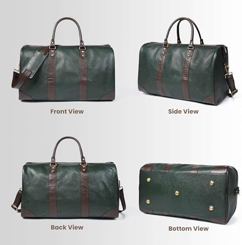 Adyan Leather Duffel Bag 20" Travel Carry on Weekender Luggage Overnight Bags for Women and Men (Green, 20 inch)