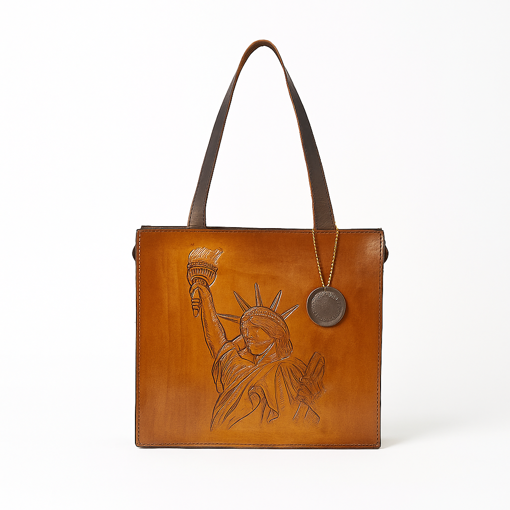 Handpainted Leather Bloom Shoulder Bag