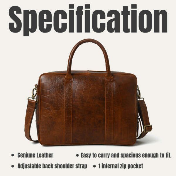 Leather Briefcase Messenger Bag for Men and Women (Brown) - Image 4