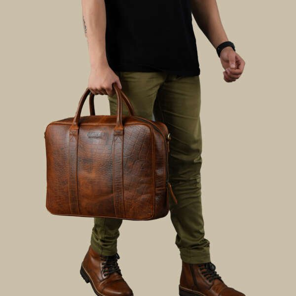 Leather Briefcase Messenger Bag for Men and Women (Brown) - Image 7