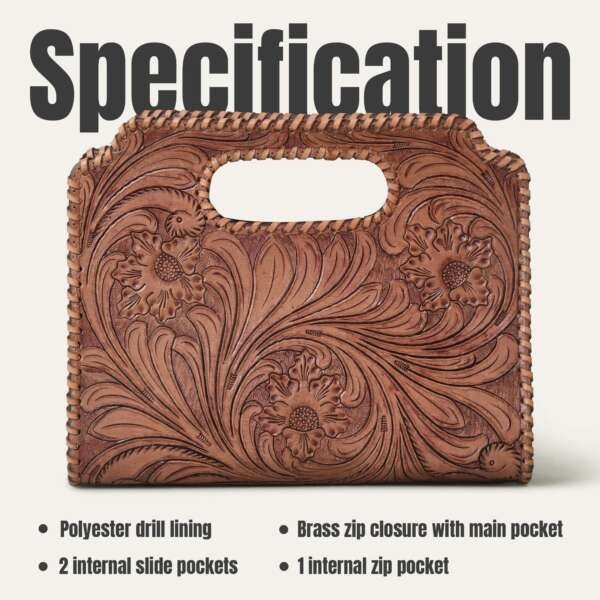 Hand-tooled Leather Design Handbags Purses for Women - Image 4