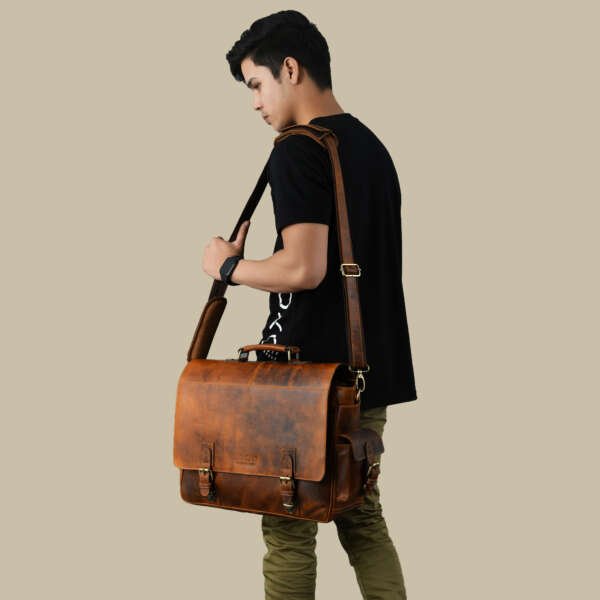 ADYAN Genuine Leather (Backpack, Handbag, ShoulderBag) Messenger Bag for Men and Women - Image 6