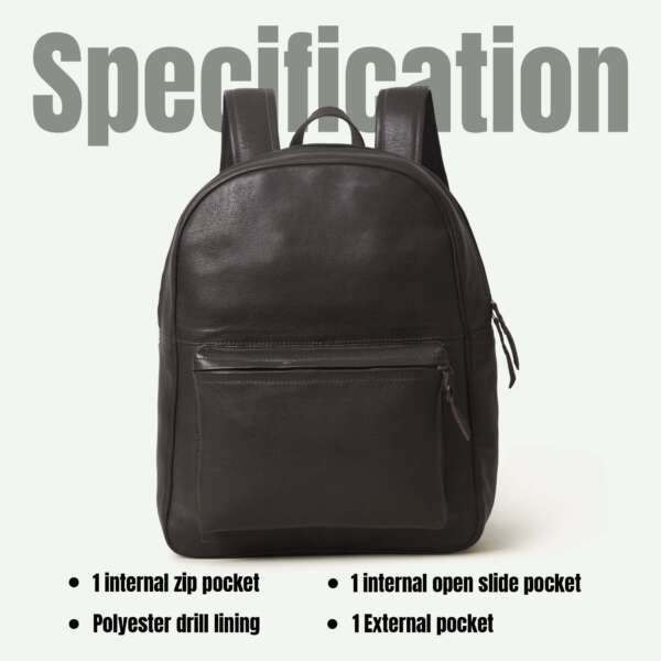 Soft Leather Backpack Shoulder Bag for Men and Women (Brown) - Image 4