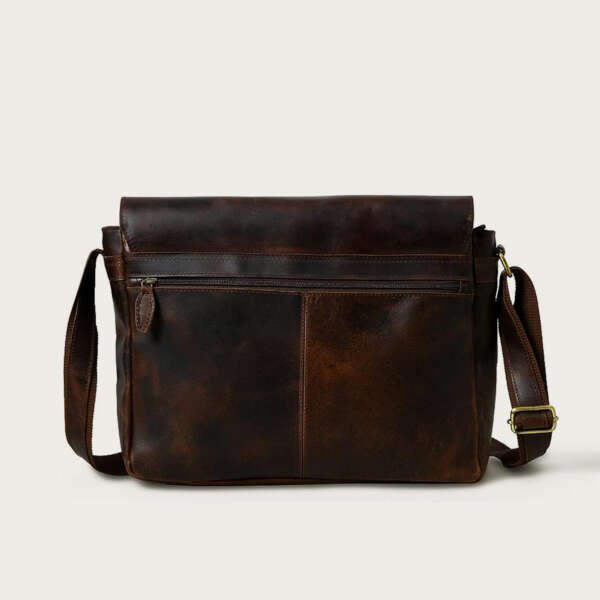 Vintage Full Grain leather crossbody bags for men with Adjustable Shoulder Strap - Image 2