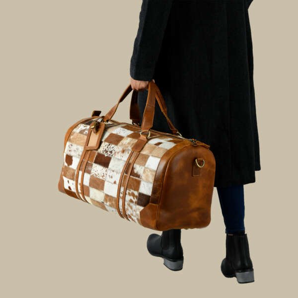 Adyan Leather Duffle Bag Travel Carry on Weekender Luggage Overnight Bags for Women and Men - Image 6