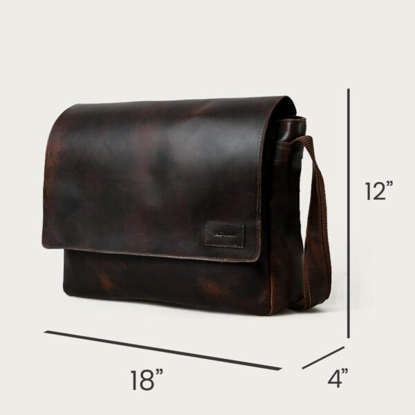 Vintage Full Grain leather crossbody bags for men with Adjustable Shoulder Strap - Image 4