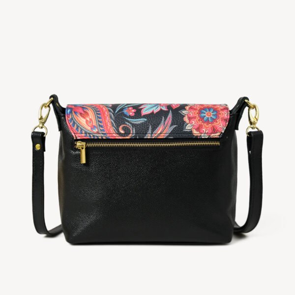 ADYAN Handmade Full Grain Soft Cow Leather Floral Printed Cross body Sling Bag for Women (Black) - Image 2