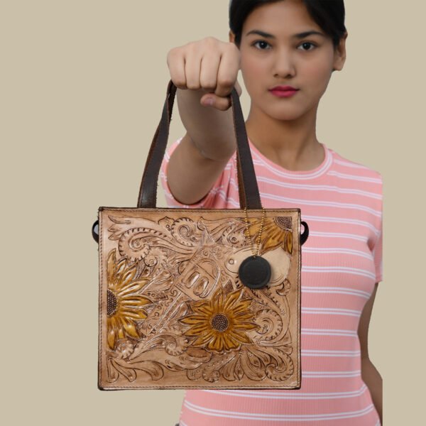 Buffalo Leather Handpainted Women Shoulder Bag | Handbag Purse - Image 5