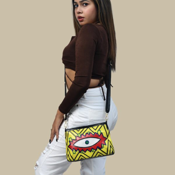 Full Gain Leather Handpainted Women Crossbody-Sling Bag - Image 5