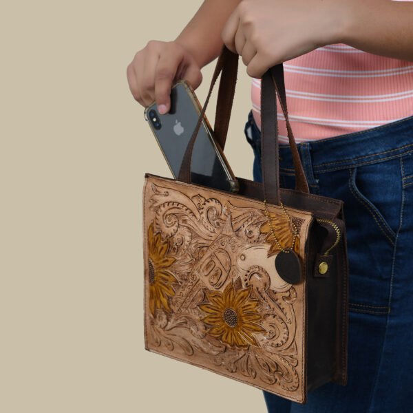 Buffalo Leather Handpainted Women Shoulder Bag | Handbag Purse - Image 7